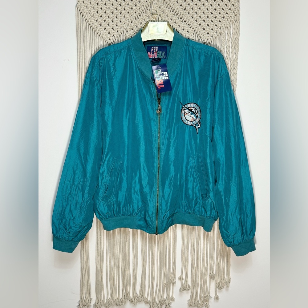 Vintage 90s FLORIDA MARLINS MLB Baseball “JH SILK” Windbreaker embroidered - Picture 2 of 8